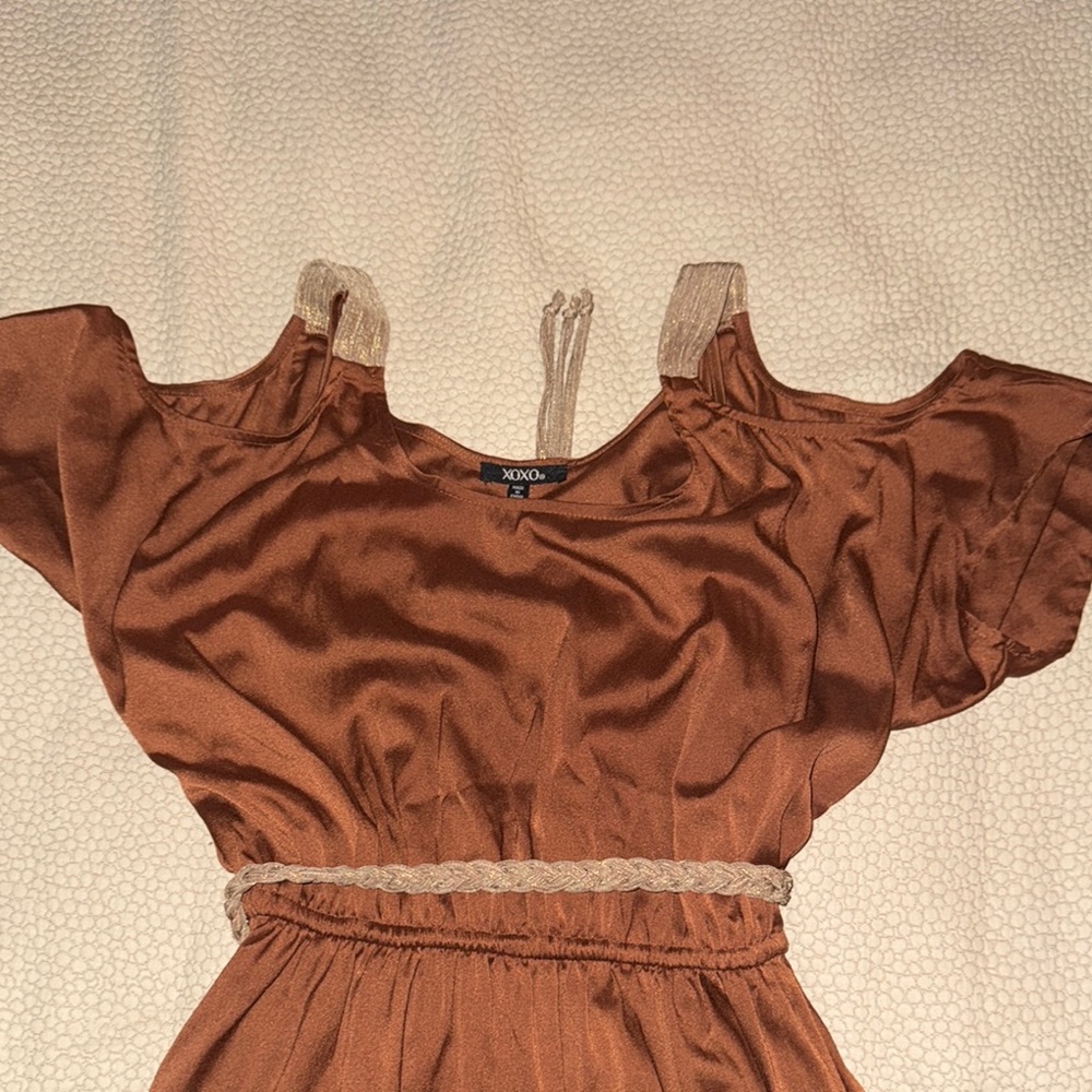 XOXO Rust Cold Shoulder Dress
